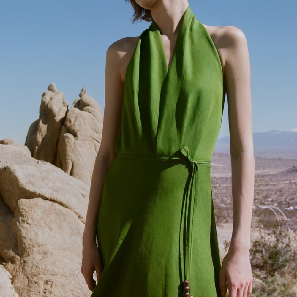 Brand New without tags Zara green linen dress size S